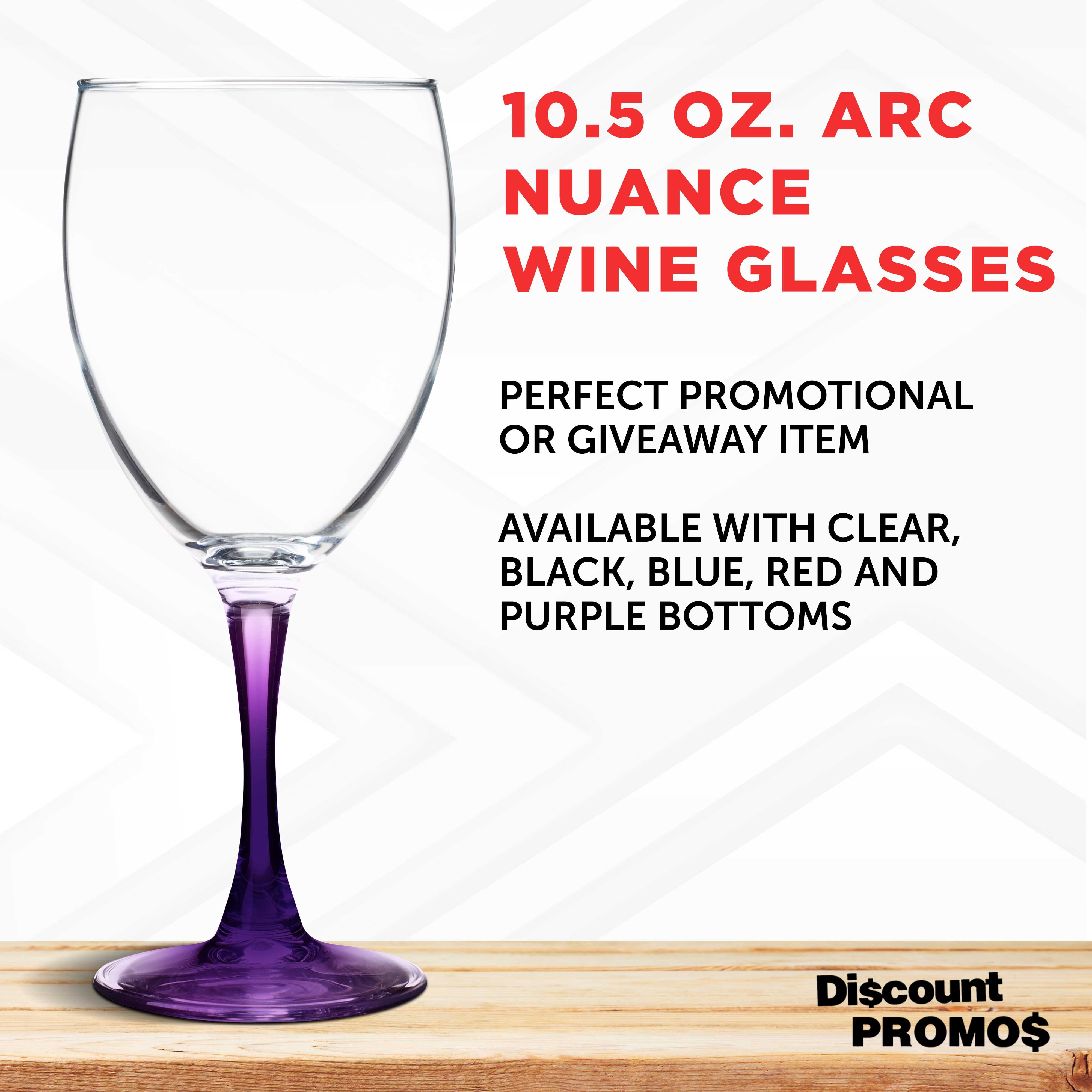 Nuance Wine Glasses by ARC 10.5 oz. Set of 10, Bulk Pack - Restaurant Glassware, Perfect for Red Wine, White Wine, Cocktails - Purple
