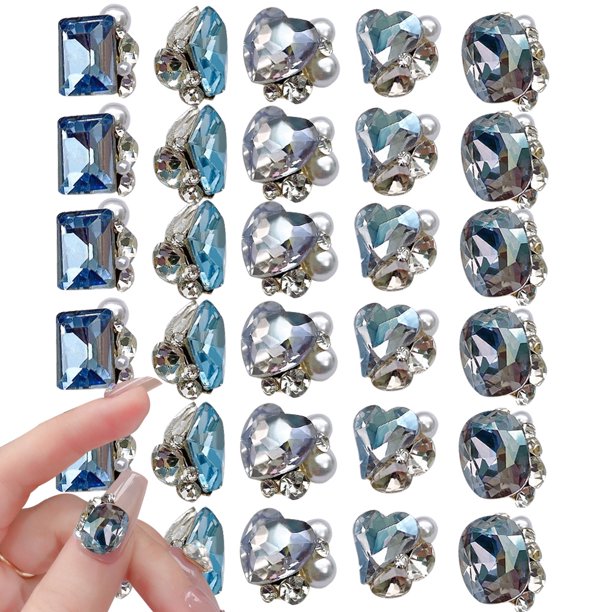 30 piezas de decoraciones 3D para uñas, gemas, diamantes de imitación, joyería para manicura, diamantes de imitación, adornos para uñas para mujer