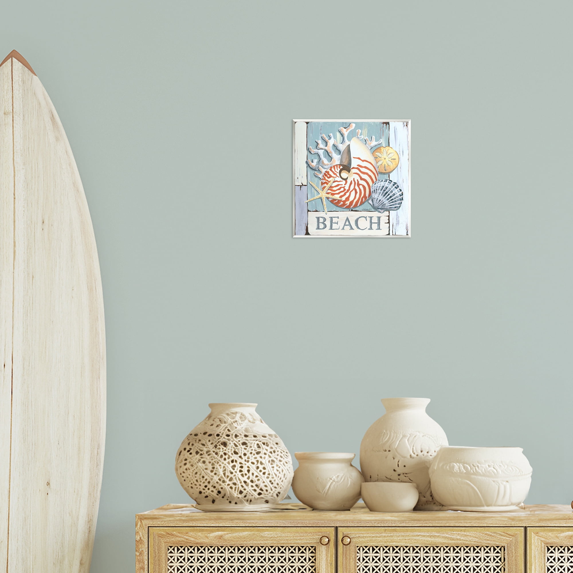 Stupell Industries Distressed Beach Shells Nautical & Beach Painting Unframed Art Print Wall Art, 12 x 12