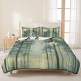 thumbnail image 3 of Full Quilt Set 78''x90'', Green Forest Lightweight Summer Bedspread Coverlet Set with 2 Pillow Shams, Modern Oil Painting Art Botanical Breathable All Season Quilt Bedding for Bedroom/Guest Room, 3 of 9
