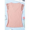 thumbnail image 3 of ABPHQTO Camiseta sin mangas con cuello en V acanalado de croché de encaje rosa para mujer, 3 of 5