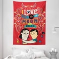 thumbnail image 1 of I Love You Tapestry, Couple Hugging with Oriental Calligraphy Love Words Togetherness Illustration, Wall Hanging for Bedroom Living Room Dorm Decor, 60W X 80L Inches, Red Blue, by Ambesonne, 1 of 2