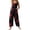 Wine, variant on Halloween Jumpsuits for Women Pumpkin Print Cotton Linen Casual Sleeveless with Pockets