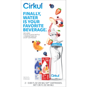 Cirkul 22 oz Plastic Water Bottle Starter Kit with Blue Lid and 2 Flavor Cartridges (Fruit Punch & Mixed Berry)