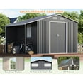 thumbnail image 6 of Jocisland 10.6x6.8x6.3 ft Outdoor Storage Shed, MetalOpen Outdoor Shed with Sliding Doors Two 4-Pane Windows, for Wood Storage, Dark White/Grey, 6 of 8