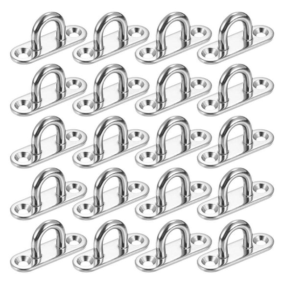 Unique Bargains 20 Pack Pad Eye Plate, 1.8 Inch 304 Stainless Steel Ceiling U Hooks, Silver