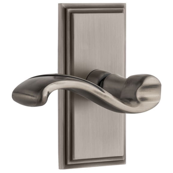 Grandeur Carprt_Psg_234_Lh Carre Solid Brass Rose Left Handed Passage Door Lever Set -