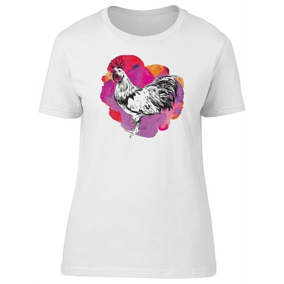 Colorful Rooster, Watercolor T-Shirt Women -Image by Shutterstock, Female x-Large