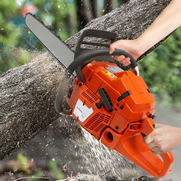 Gas Chainsaw with 24 inch Guide Bar 2-Cycle 65cc Gasoline Power Chain Saws 3.4KW Orange for Gardening