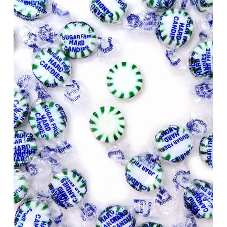 SweetGourmet Sugar-Free Spearmint Starlight Hard Candy Individually Wrapped Bulk Candy 3 Pound Bag