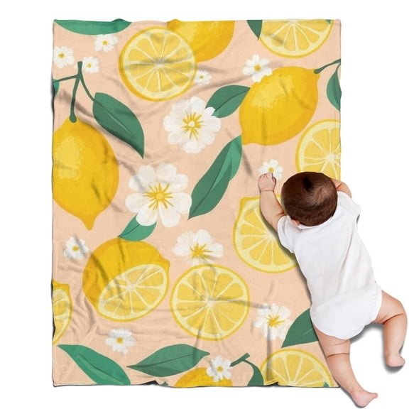 Lemon Blanket,Comfortable Soft Flannel Throw Blanket,All Season,Warm Lightweight Blankets for Sofa Bed Couch Living Room Chair,30"x40"(80x100cm)