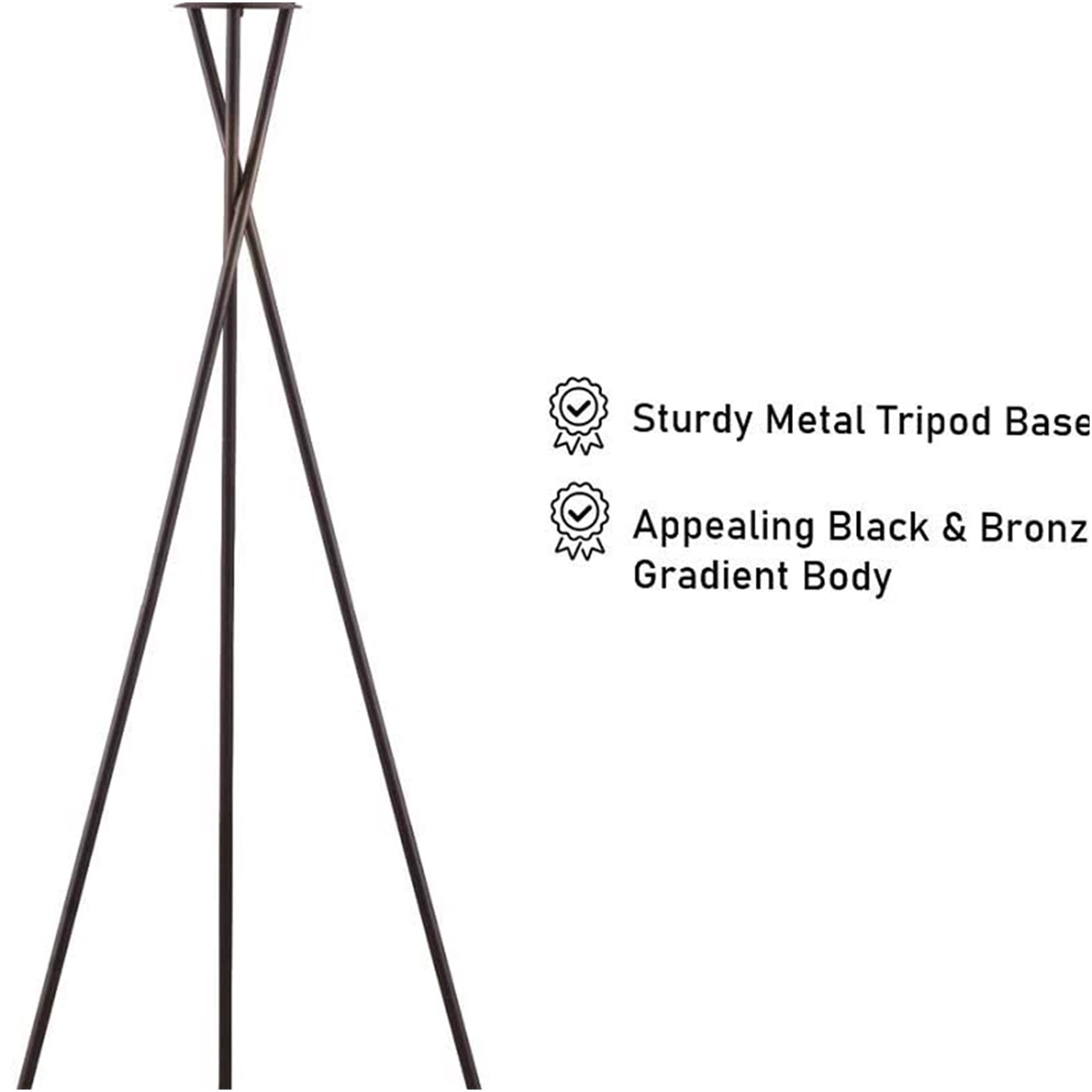 JERFIT Modern Tripod Floor Lamp with Drum Shade, 3-Way Socket, Bronze Gradient Metal for Living Room, Bedroom, Office