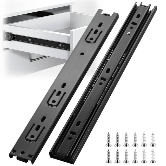 14 Inch Soft Close Drawer Slides 1 Pairs (2pcs), Heavy Duty Full Extension Ball Bearing with Mounting Screws, Side Mount Drawer Rails for Dresser, Cabinet, Kitchen 100 LB Capacity(Black 14in)