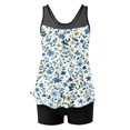 thumbnail image 5 of longantii Womens Swimsuits Tankini Two Piece Bathing Suits Floral Print Blouson Tank Tops Tummy Control Modest Swimsuits with High Waist Board Shorts Tankini Swimwear Blue M, 5 of 7