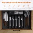 thumbnail image 4 of Organizador de cajones de cubiertos para cocina, bandeja profunda expandible, soporte de cubiertos ajustable, almacenamiento de cocina de plástico para cucharas, tenedores, 4 of 9