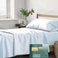 thumbnail image 1 of TEMOGU-Thread Spread 100% Organic Cotton Sheets Twin XL Size - 3 PC Organic Cotton Twin XL Size Percale Weave Sheet Set, Cooling, Crisp & Breathable, 16" Deep Pocket Bedding Set for Dorm Room - Light, 1 of 4