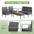 thumbnail image 4 of 4 Pieces Rattan Patio Conversation Furniture Set with Acacia Wood Tabletop, 4 of 8