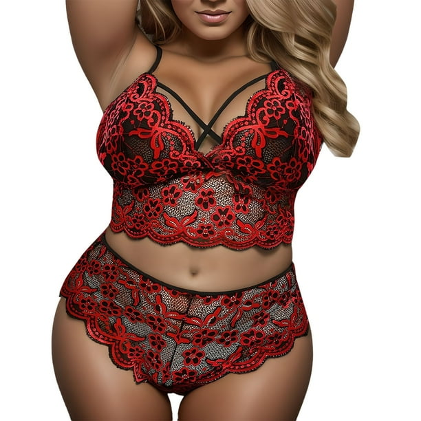 Gibobby Lencería sexy para mujer Lencería Ropa de dormir Sexy Pijamas nuevos Ropa interior Liga Encaje Anillo de Íntimos(Rojo 4XL)