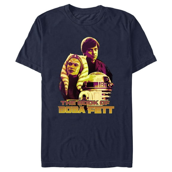 Men's Star Wars: The Book of Boba Fett R2-D2, Skywalker, Tano Old Friends  Graphic Tee Navy Blue X Large