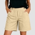 thumbnail image 3 of vigerkar High Waisted Shorts Women Cotton Button Detail Casual Shorts Vacation Short Pants with Pockets, Lightweight Classic Fit Summer Beach Travel (Beige, XL), 3 of 7