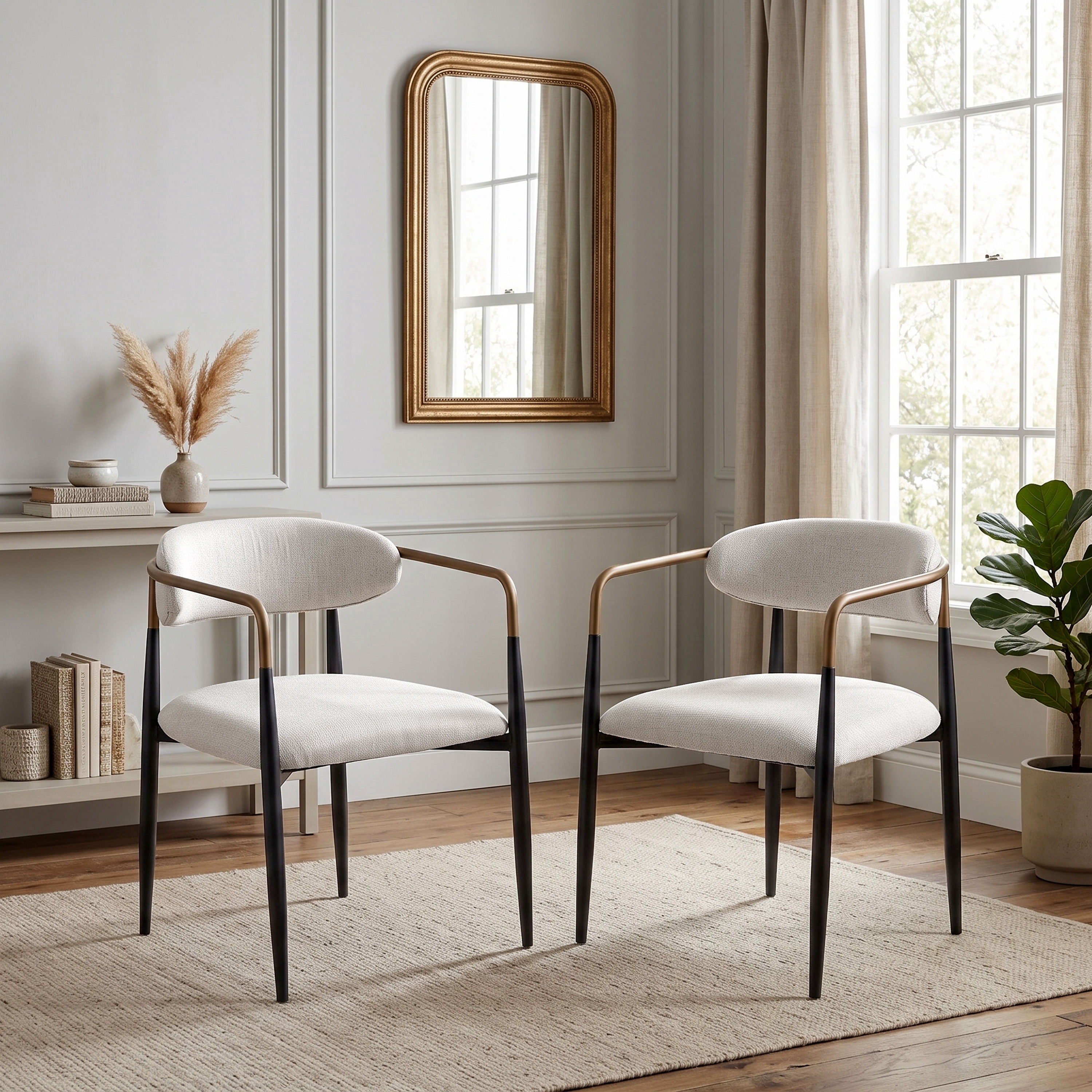 Furniture of America Stella Modern Upholstered Dining Chairs, Natural (Set of 2)