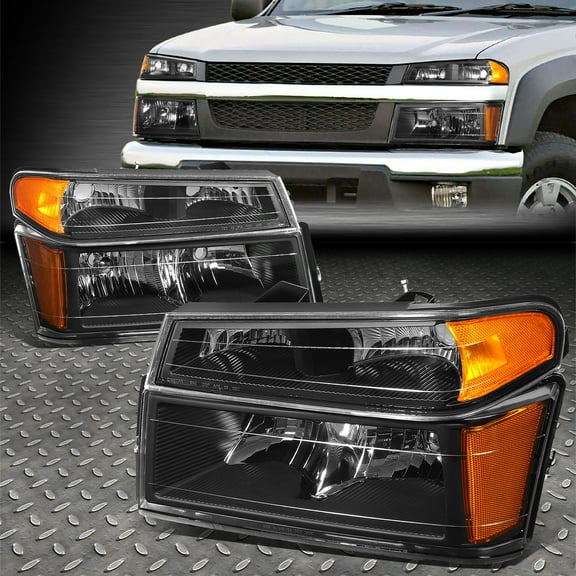 Nuvision for 04-12 Colorado Canyon Black Housing Amber Corner Headlight Bumper Head Lamp