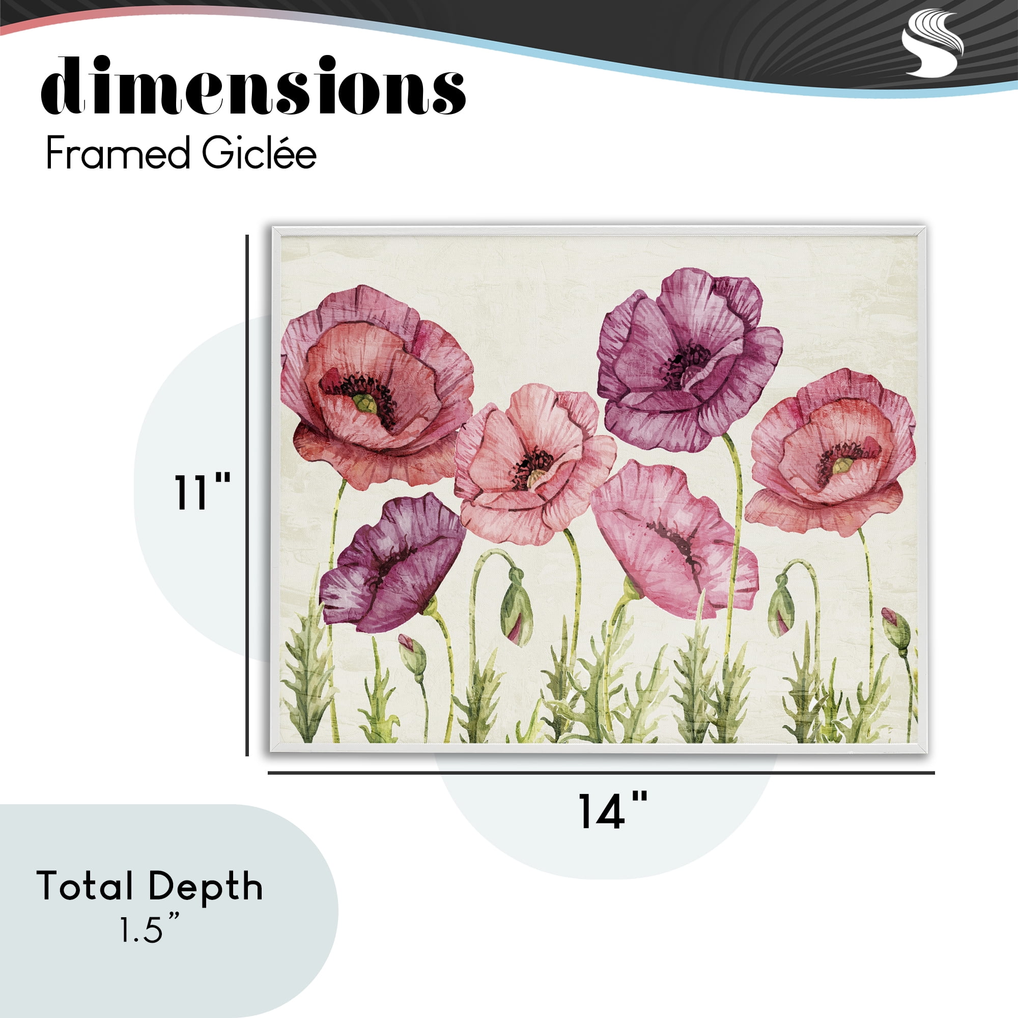 Stupell Industries Poppy Days Vintage Blooms White Framed Giclee Art, design by Kim Allen