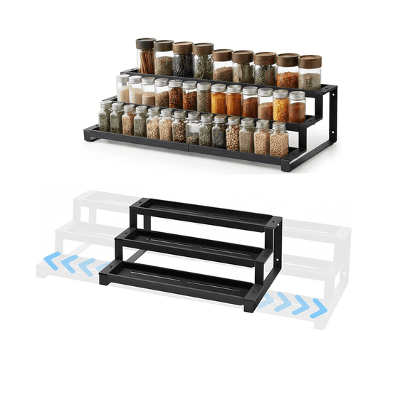 Expandable 3-Tier Spice Rack, Adjustable 14.5-26.2 inch in Organizer for Cabinet ,Pantry & Countertop