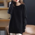 thumbnail image 4 of Ropa de mujer Túnica de punto suelta sólida Otoño Invierno Suéteres gruesos de cuello redondo Casual sueltos suaves y cálidos Jersey de lana simple, 4 of 5