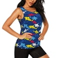 thumbnail image 2 of Easygdp Cartoon Shark Women's Workout Tank Top, Running Top, Hiking Shirt, Quick-Dry for Running, Yoga, Hiking - Large, 2 of 9