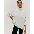 thumbnail image 4 of Women'S High Neck Sweaters Loose Fit Fall Winter Pullover Jumper Tops White L, 4 of 6