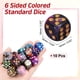 thumbnail image 2 of Paquete de 10 dados estándar de 6 caras, set de dados mini poliedros de acrílico de 2 colores para juegos de mesa o aprendizaje matemático, púrpura y negro/punto dorado, 2 of 6