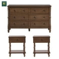 thumbnail image 3 of Walker Edison Vivienne Easy Assembly 3-Piece Solid Wood Bedroom Set with Two 1-Drawer Nightstands and 6-Drawer Dresser - Dark Brown, 3 of 11