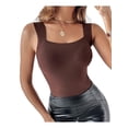 thumbnail image 3 of Women'S U Neck Shapewear Built-in Bra Tank High Strechy Sleeveless Slim Fit Tops Camisole Tops Brown XXL, 3 of 8