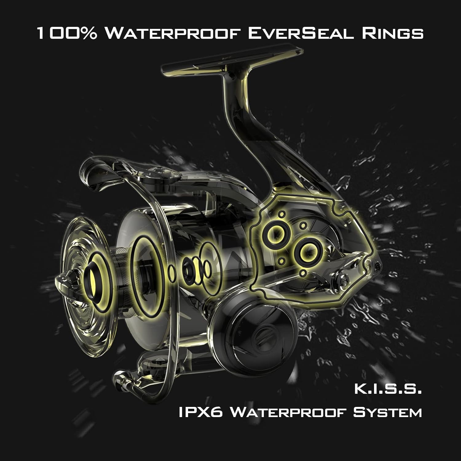 KastKing 5000 Saltwater Spinning Reel - IPX6 100% Waterproof & 55 lbs Max Drag-Kapstan Elite