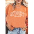 thumbnail image 1 of I AM A FASHION JUNKY Orange SPOOKY SEASON Embroidered Letter Graphic Twisted Ribbed Sweatshirt (Orange-3, 3XL, 100%Polyester), 1 of 7