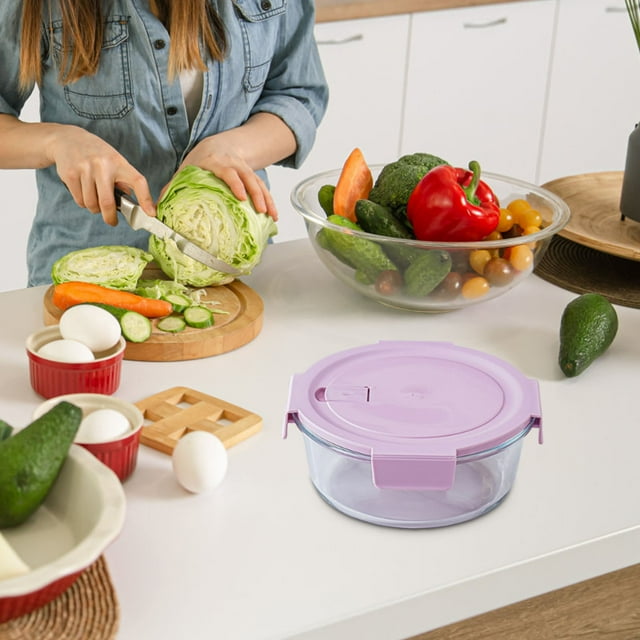 Aqestyerly Glass Lunch Box Microwave-Safe Meal Prep Container with Lid Utensils Bento Box for office Students