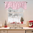 thumbnail image 2 of Christmas Snowflake Tie Up Valances Curtain, Retro Abstract Winter Pink Texture Adjustable Rod Pocket Short Window Treatment Tie Up Curtains Valances for Kitchen Living Room Bathroom 54x18 Inches, 2 of 9