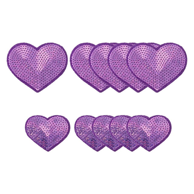 Parches de Lentejuelas en Forma de Corazón Uxcell para Planchar, Parche Bordado para Ropa y Accesorios Morado