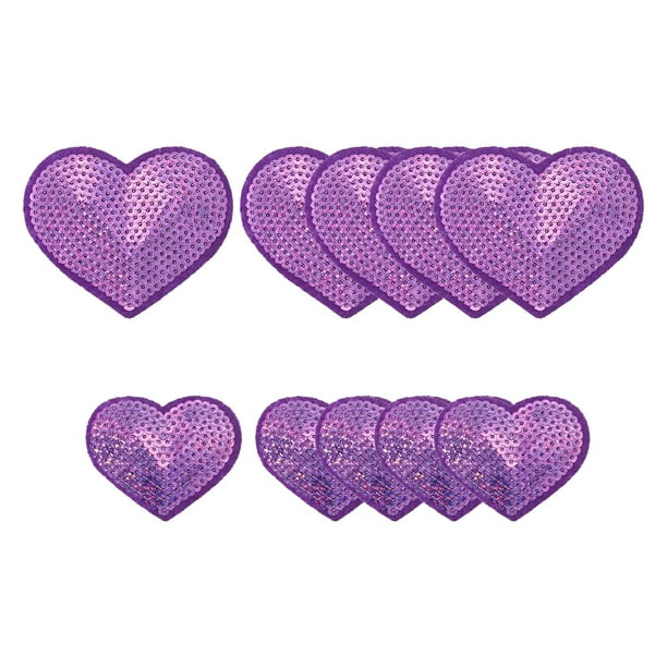 Parches de Lentejuelas en Forma de Corazón Uxcell para Planchar, Parche Bordado para Ropa y Accesorios Morado