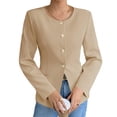 thumbnail image 2 of Solid Long Sleeveless Women Slim Fit Crew Neck Work Office Blazer Coat, 2 of 6