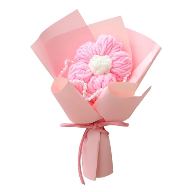 Ramo de punto hecho a mano, ramo de flores artificiales, flores falsas tejidas, romántico Estilo E