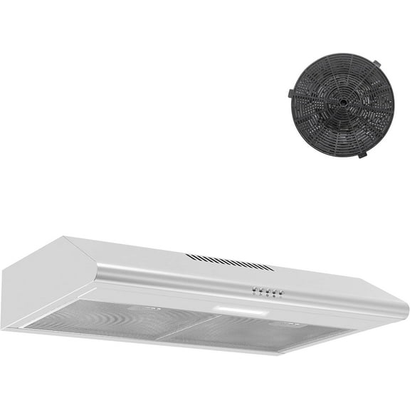 Range Hood 30 inch,Ductless Range Hood with Charcoal Filter,Under Cabinet Range Hood,Kitchen Hood with Button Control,Vent Hood with Aluminum Filters,LED Lights,3 Speeds Stove Hood Vent