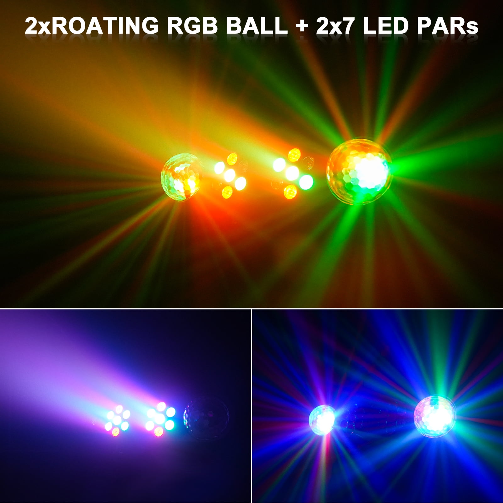 Mini DJ Lights with Stand, RGB Party Bar Light Set with Rotating Ball, Sound-Activated DJ Light for Disco Stage Gig Band Wedding