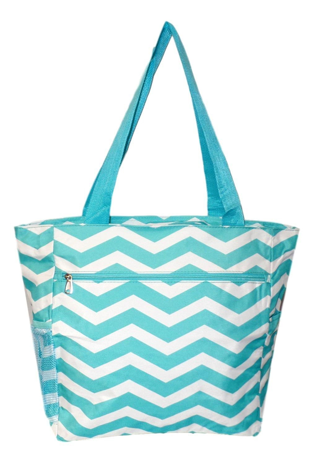 Large Multi Pocket Fashion Zipper Top Beach Bag Tote Custom