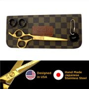 TOOBA 6.5"Left Hand Professional Hair cutting Shear Barber Hairdressing Salon Scissor Lefty Gold Plated-Hand Made with Japanese Stainless Steel