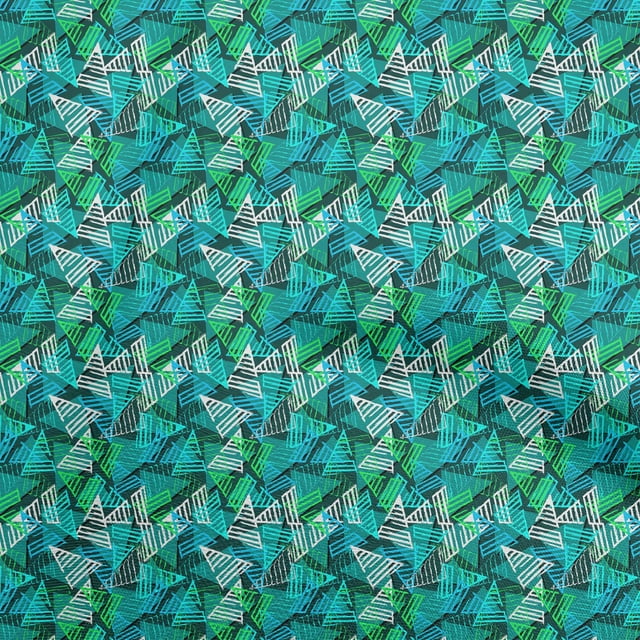 oneOone Cotton Poplin Teal Green Fabric Abstracts Sewing Material Print Fabric By The Yard 56 Inch Wide