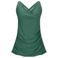 thumbnail image 5 of Women's Tankini Swimsuit Tummy Control Bathing Suit Ruched Tankini Tops with Swim Skirt Swimwear Army Green 2XL, 5 of 5