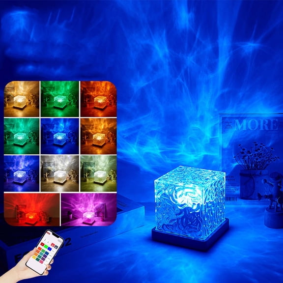 BOBOMTOI Night Lights for Kids Rotating Water Ripple Small Night Lamp Bedside Flame Lamp Romantic Gift Star Projection Lamp