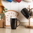 thumbnail image 4 of AmorArc Extra Large Coffee Mugs Set of 6, 20oz Ceramic Tall Coffee Mugs Set with Textured Geometric Patterns for Latte/Tea/Beer/Hot Cocoa, Dishwasher & Microwave Safe, Black, 4 of 8
